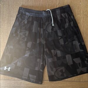 Under Armour Black Athletic Shorts with Geometric Camo